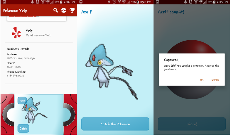 Pokemon Yelp app